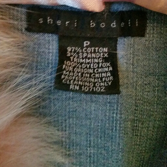 Authentic 100% dyed pink fox fur denim jacket - Picture 5 of 7